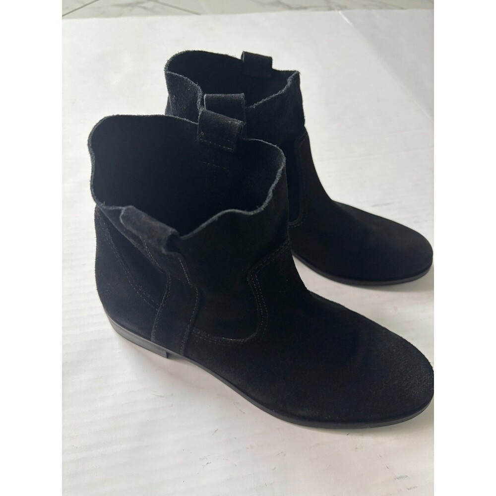Gianni Bini Black Suede Slouchy Ankle Pull On Boots Flat Round Toe Women 9M Boho - Picture 8 of 11